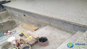 honed concrete pool area